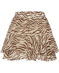MC2 Saint Barth - Animalier Printed Eivissa Ruffled Mini Skirt - Lyst
