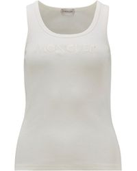 Moncler - Logo Embroidered Ribbed Tank Top - Lyst