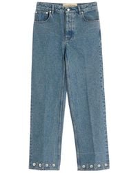 Valentino - Eyelet Detailed Straight-Leg Jeans - Lyst