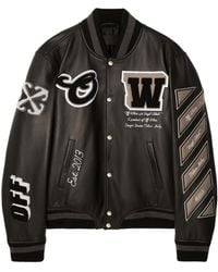 Off-White c/o Virgil Abloh - Leather Varsity Jacket - Lyst