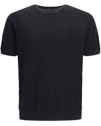 Giorgio Armani - Textured Knit Short-Sleeve Sweater - Lyst