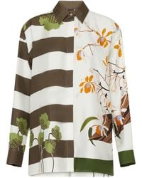Loewe - Printed Silk Long-Sleeved Shirt - Lyst