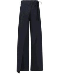 MM6 by Maison Margiela - Tie Detail Wide-Leg Tailored Trousers - Lyst