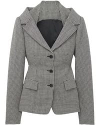 McQueen - Gingham Check Off-The-Shoulder Harness Jacket - Lyst