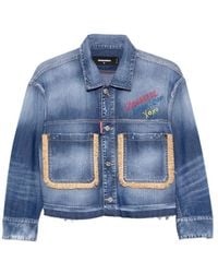 DSquared² - Summer Lovers Medium Wash Maxi Denim Jacket - Lyst
