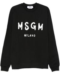 MSGM - Long-Sleeve Graphic Sweatshirt With Ribbed Details - Lyst