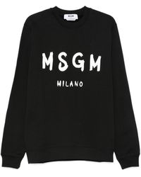 MSGM - Long-Sleeve Graphic Sweatshirt With Ribbed Details - Lyst