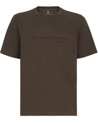 Brunello Cucinelli - Cotton Jersey Crew-Neck T-Shirt With Embroidery And Print - Lyst