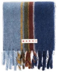 Marni - Logo Patch Striped Knit Fringed Scarf - Lyst