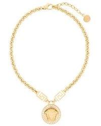 Versace - Medusa Greca Embellished Chained Necklace - Lyst