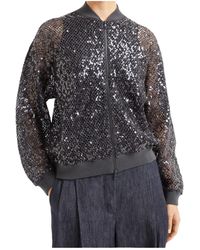Brunello Cucinelli - Sequinned Zipped Jacket - Lyst