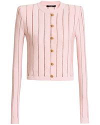 Balmain - Cropped Fléchage Cardigan - Lyst
