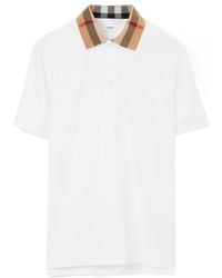 Burberry - Check Collar Polo Shirt - Lyst