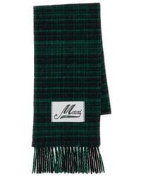 Marni - Checked Logo Patch Fringed Scarf - Lyst