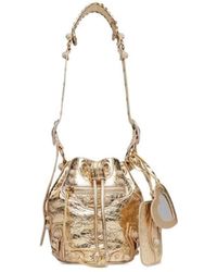 Balenciaga - Borsetta A Secchiello Le Cagole Xs Bag Metallizzata Con Strass Da Donna - Lyst