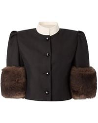 Valentino - Button-Up Mock Neck Jacket - Lyst