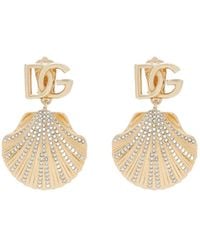 Dolce & Gabbana - Dg Logo Lettering Embellished Earrings - Lyst