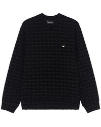 Emporio Armani - Logo-Embroidered Patterned Sweatshirt - Lyst