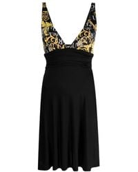 Versace Jeans Couture - Couture Logo-Printed V-Neck Mini Dress - Lyst