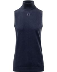 Marine Serre - Turtleneck Sleeveless Knit Tank Top - Lyst