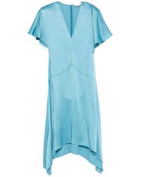 Stella McCartney - V-Neck Asymmetric Midi Dress - Lyst