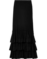 Zimmermann - Layered Ruffled Ribbed Knit Midi Skirt - Lyst