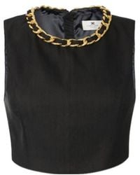 Elisabetta Franchi - Chain-Detailed Cropped Sleeveless Top - Lyst