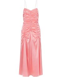 KHAITE - Ruched Silk Midi Dress - Lyst