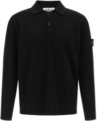 Stone Island - Long-Sleeve Knit Polo Shirt - Lyst