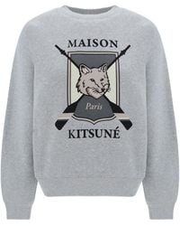 Maison Kitsuné - Maison Kitsuné Fox-Printed Crewneck Sweatshirt - Lyst