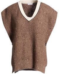 Brunello Cucinelli - Vneck Shortsleeve Knit Top - Lyst