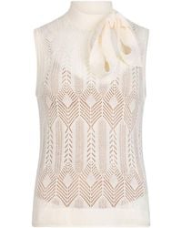 Liu Jo - Openwork Bow-Collar Knit Top - Lyst
