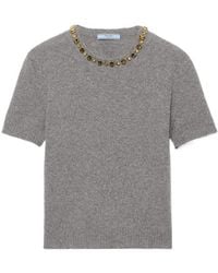 Prada - Wool-Cashmere Embellished Sweater - Lyst