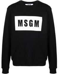 MSGM - Logo-Print Cotton Sweatshirt - Lyst