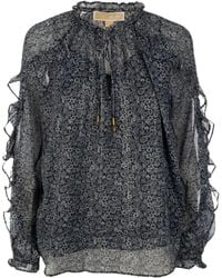 Michael Kors - Ruffled Floral Blouse - Lyst