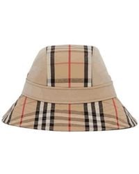 Burberry - Checked Wide Brim Bucket Hat - Lyst