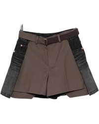 Sacai - Hybrid Denim-Panel Shorts - Lyst