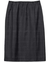 Prada - Checked Wool Midi-Skirt - Lyst
