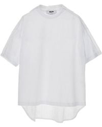 MSGM - Mesh Panel T-Shirt - Lyst
