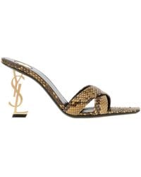 Saint Laurent - Opyum Logo Heel Sandals - Lyst