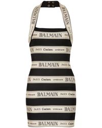 Balmain - Ribbon Motif Jacquard Halterneck Dress - Lyst