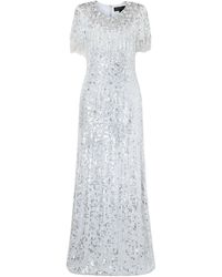 Jenny Packham - Crystal-Embellished Sequined Chiffon Gown - Lyst