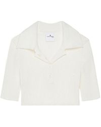 Courreges - Courrèges Half-Button Knitted Cropped Polo Top - Lyst