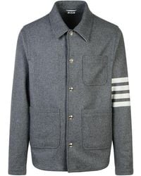 Thom Browne - Stripe Detailed Buttoned Jacket - Lyst