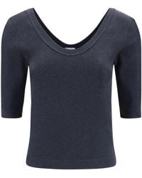 Brunello Cucinelli - Three-Quarter Sleeved Knit Top - Lyst