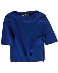Miu Miu - Cotton Boat Neck Sweater - Lyst
