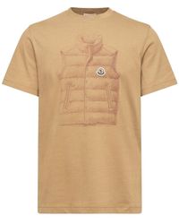 Moncler - Down Jacket Print Cotton T-Shirt - Lyst