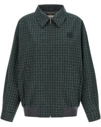 Miu Miu - Check-Pattern Logo-Patch Jacket - Lyst