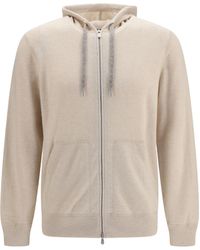 Brunello Cucinelli - Long-Sleeved Hooded Sweatshirt - Lyst