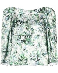 Vince - Floral-Print Square-Neck Blouse - Lyst